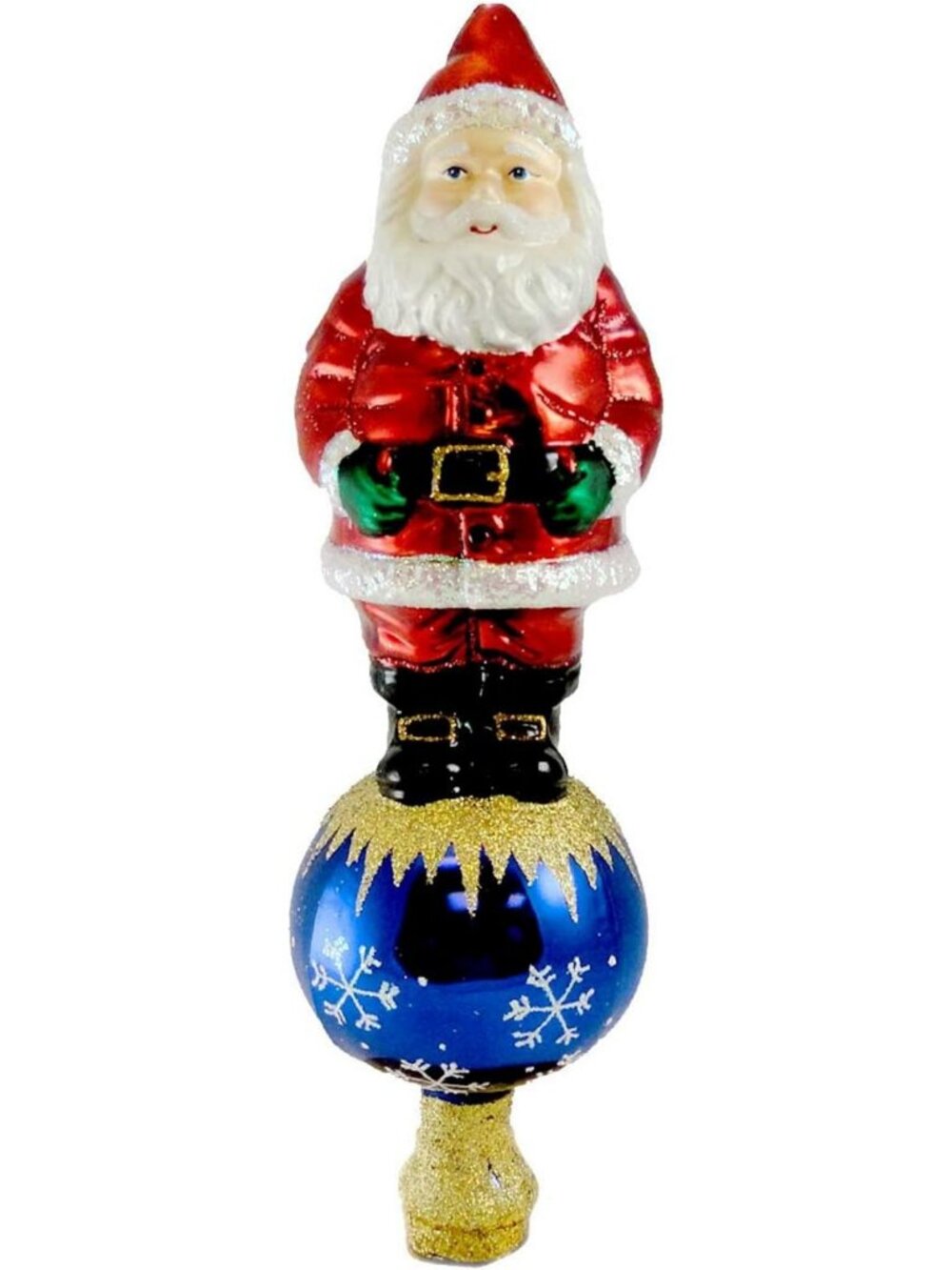 Handcrafted Santa Tree Top Glass Blown Ornament - Vintage Holiday Decoration